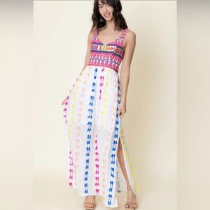 En Crème Multicolor Tribal Maxi Dress size Large